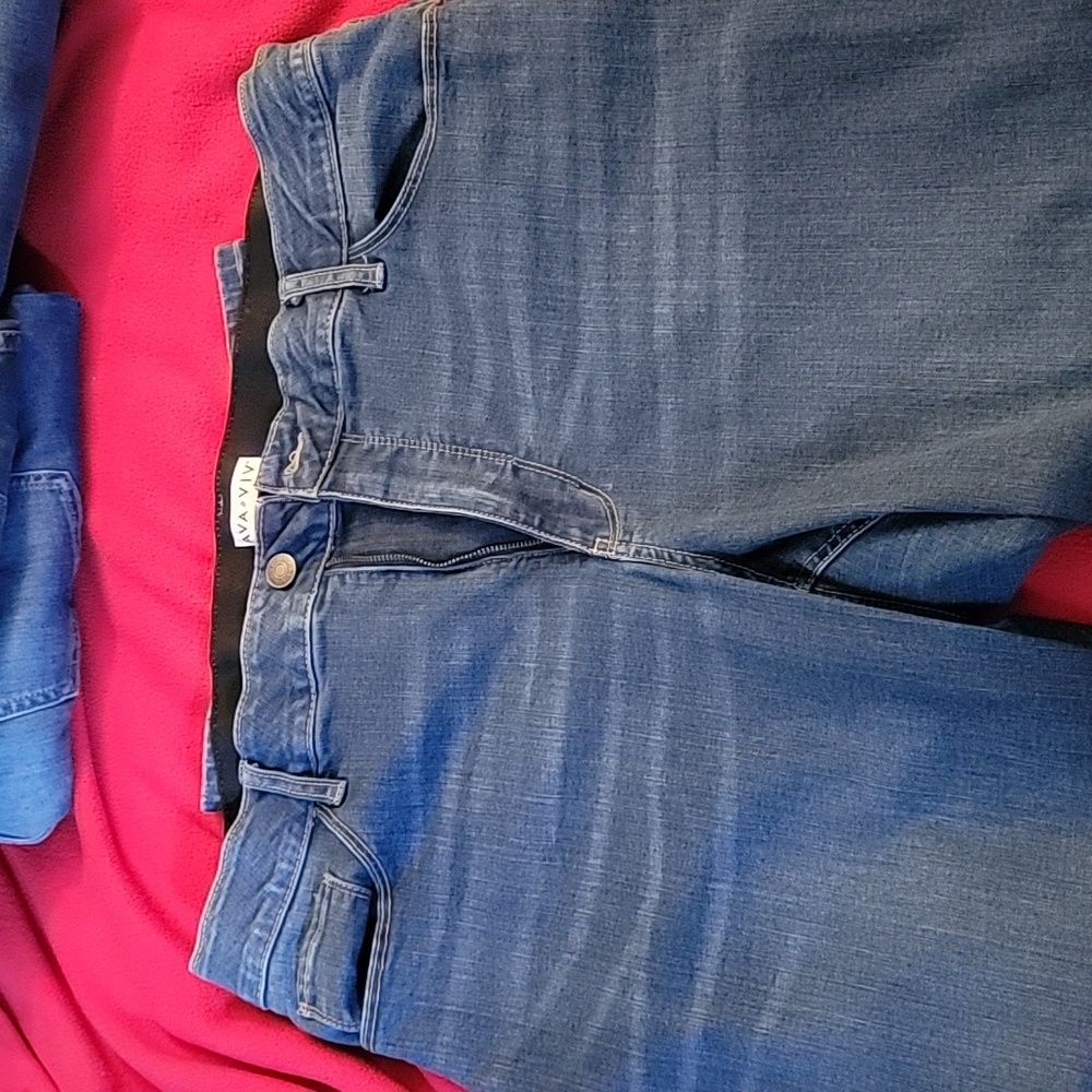 Ava Viv stretch jeans, zip, medium blue, 22w